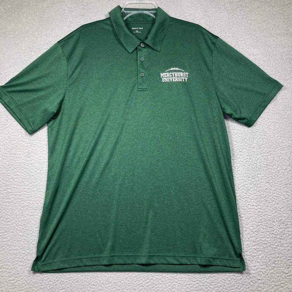 Mercyhurst University Lakers Polo Shirt Men's XL Green Short Sleeve Football